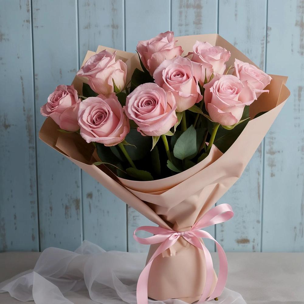 9 розовых роз в Дарасун Букет цветов из: Розы в Дарасун