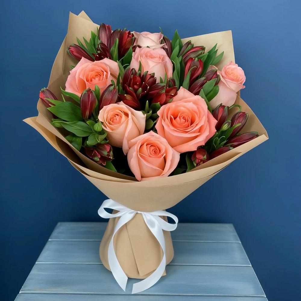 Букет цветов из: Розы и Альстромерии в Дарасун