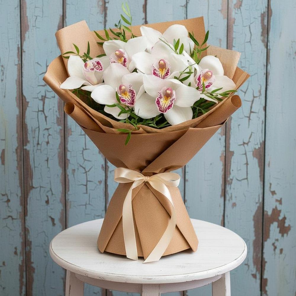 Букет Белые орхидеи в Дарасун Букет цветов из: Орхидеи и Розы в Дарасун
