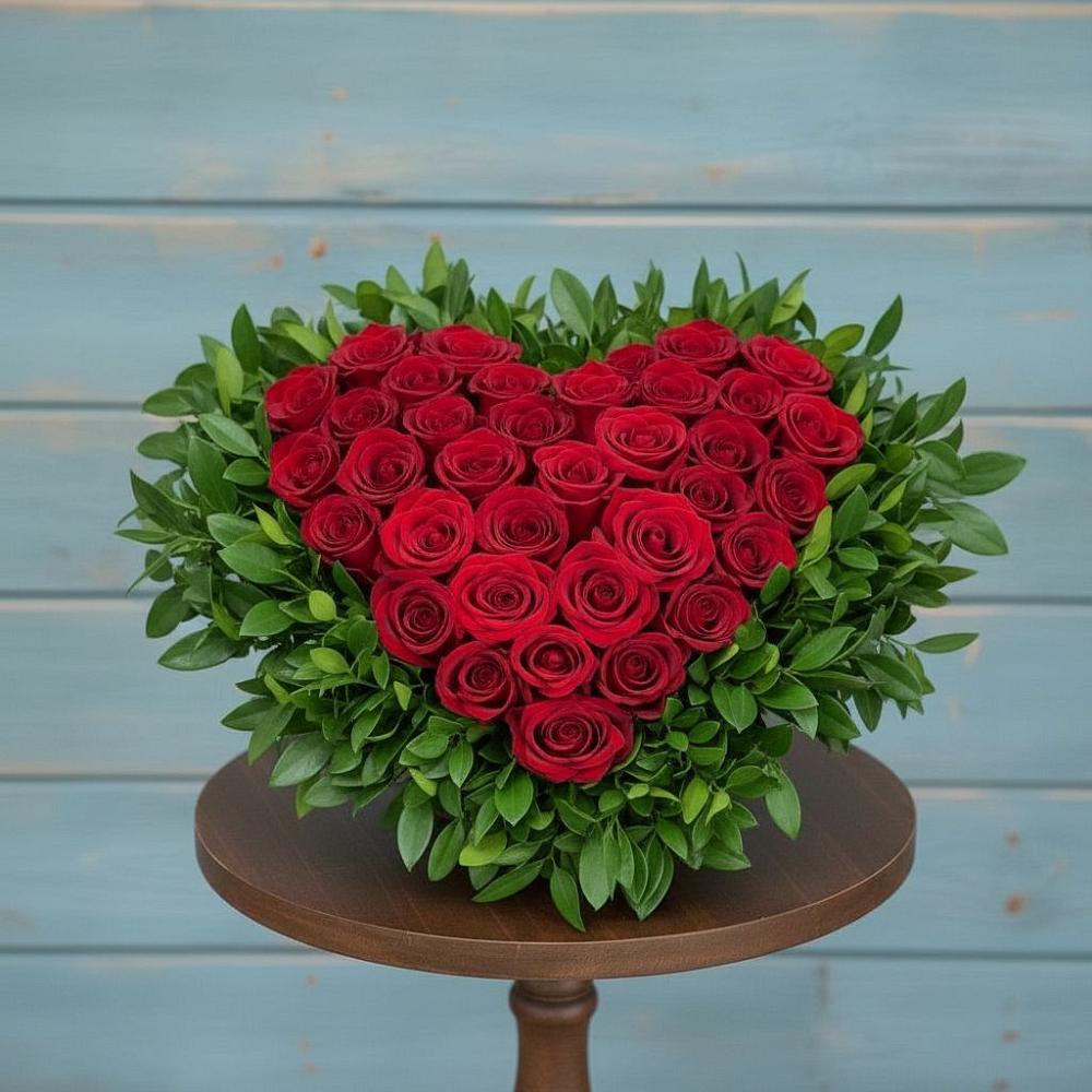 Цветочная композиция из Розы в виде сердца в Дарасун