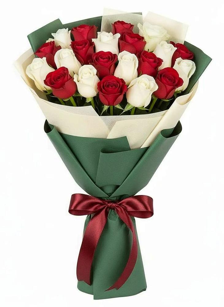 Микс из красных и белых роз в Дарасун Букет Микс из красных и белых роз в Дарасун