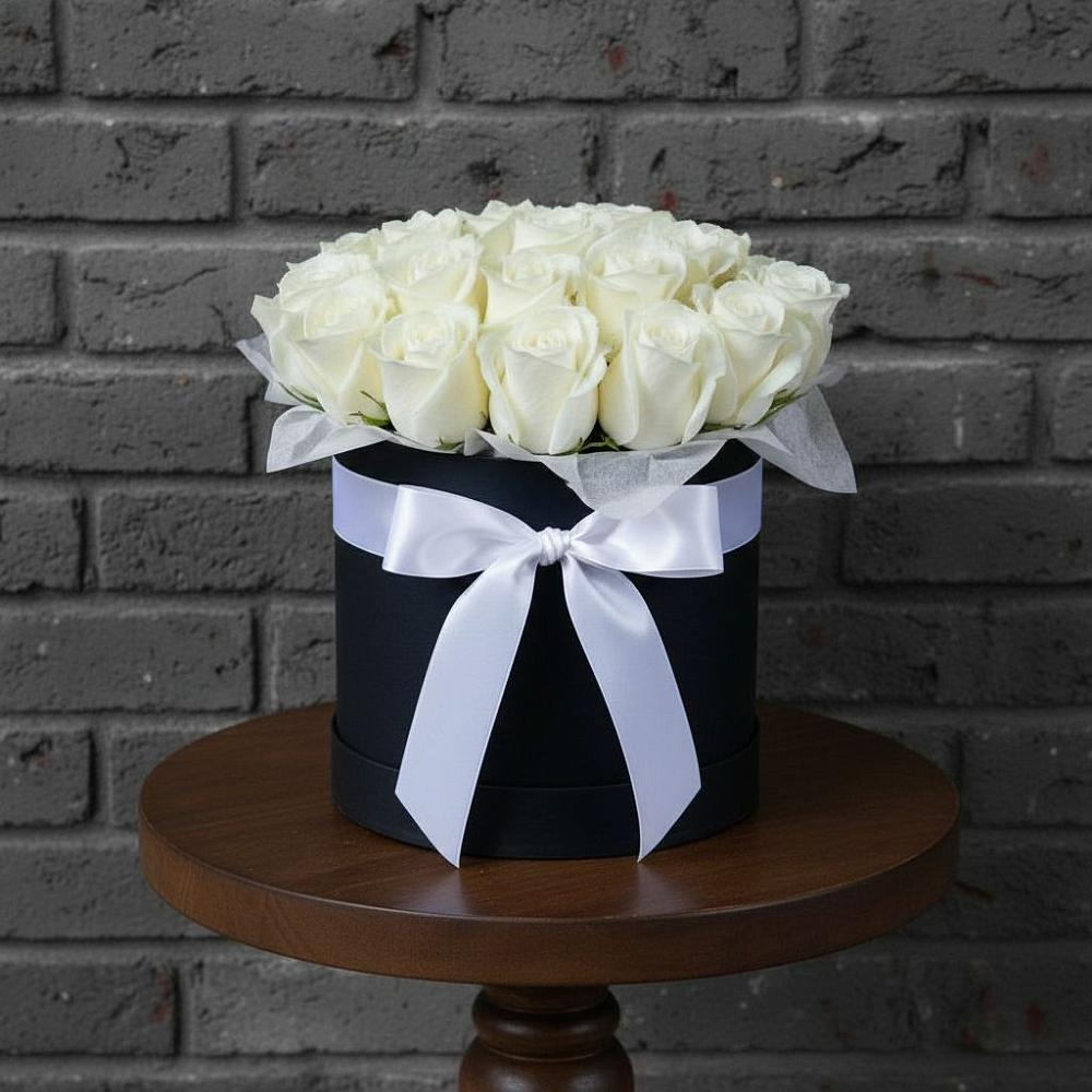 Композиция воздушная нежность в Дарасун Цветочная композиция из Розы в шляпной коробке в Дарасун