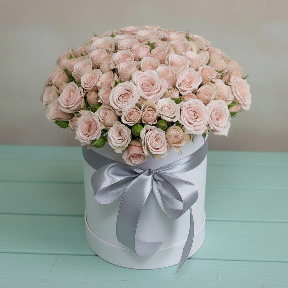 Цветочная композиция из Розы в шляпной коробке в Дарасун